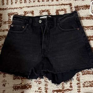 Abercrombie & Fitch Black High-Rise Cutoff Denim Shorts